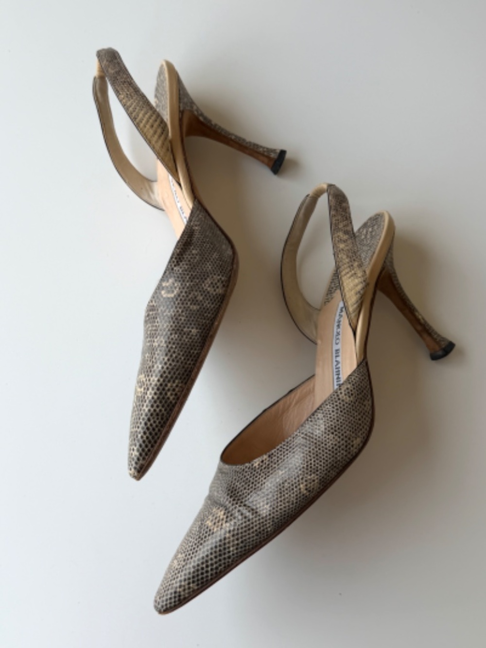 Vintage Manolo Blahnik exotic leather slingback, IT 37, approx. US 6.5–7 - Picture 9 of 13
